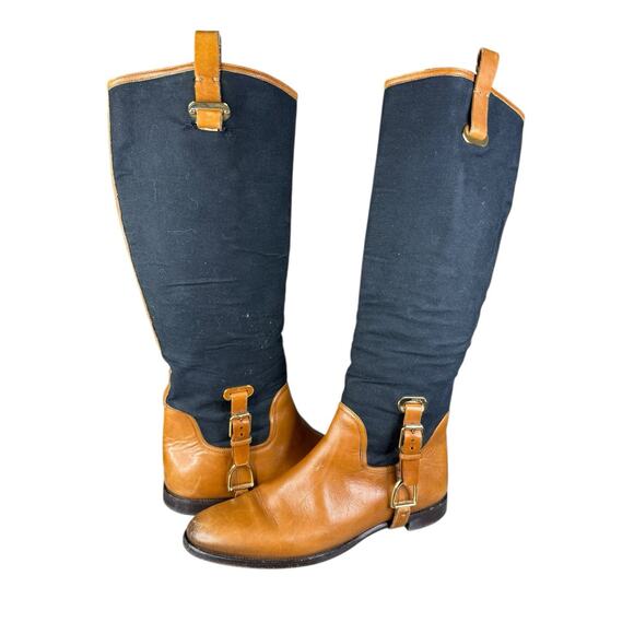 Ralph Lauren Black and Brown Over the Knee Boots - Picture 6 of 12